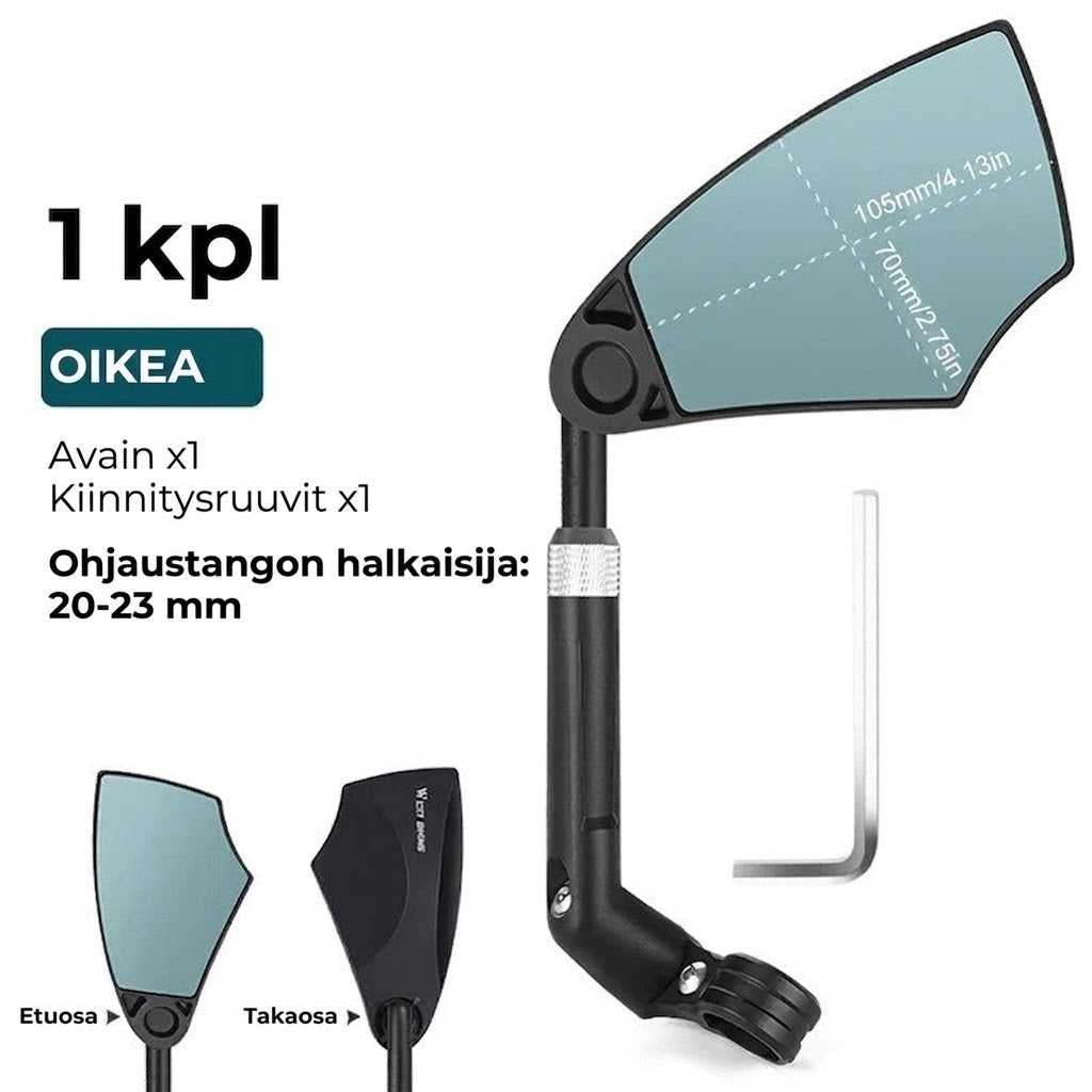 Säädettävä polkupyörän ohjaustangon peili - 360 asteen näkyvyys