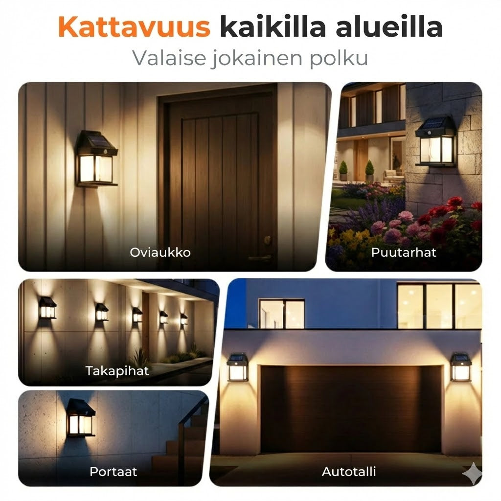 Aurinkokennokäyttöinen seinävalaisin liiketunnistimella – Ulkovalaisin aurinkoenergialla – Langaton & Vedenpitävä (IP65)