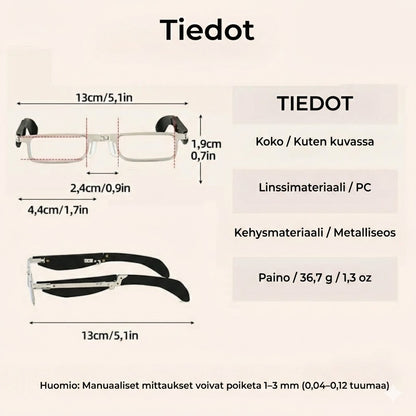 Kokoontaitettavat luku- ja tietokonelasit – Sinivalosuodatin (sis. kotelon)