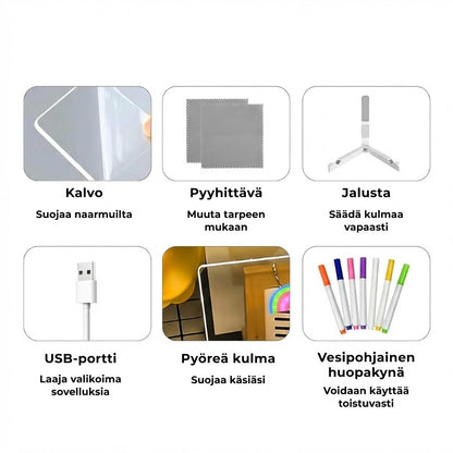 DoodleGlow™ Taianomainen LED-piirustuslauta - Hohtava piirustustabletti lapsille (Sis. tussit ja sapluunat)