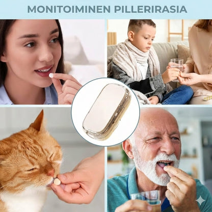 2-in-1 Pillerileikkuri & Pillerinhalkaisija – Säädettävissä kaikille kooille – Tarkka leikkaus (Läpinäkyvä)