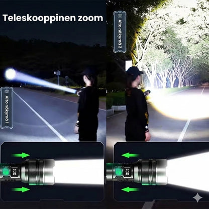 Taktinen taskulamppu powerbank-toiminnolla