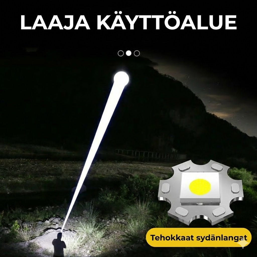 Taktinen taskulamppu powerbank-toiminnolla