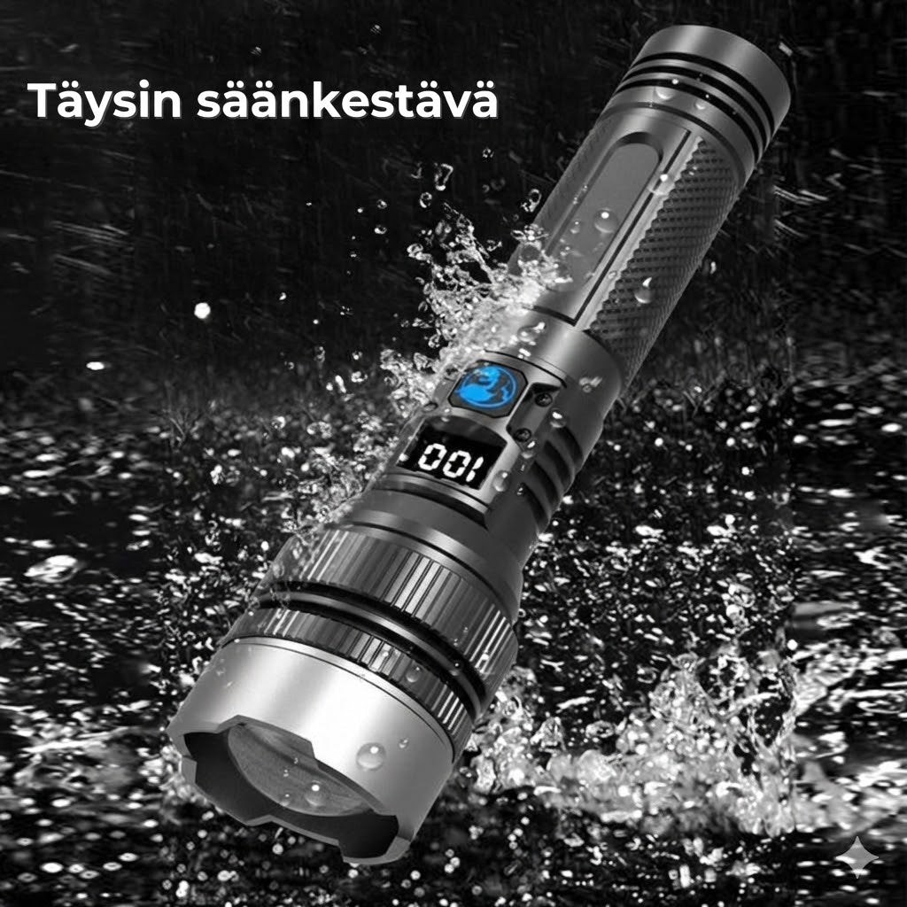 Taktinen taskulamppu powerbank-toiminnolla