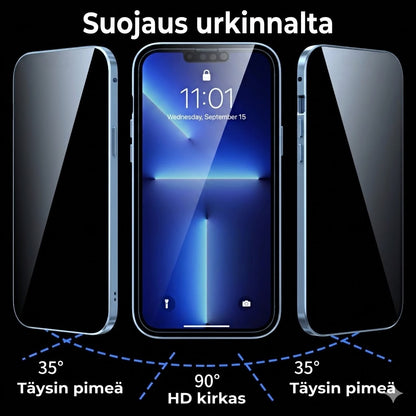 Yksityisyyttä suojaava magneettinen iPhone-kuori – 360 asteen suoja – Anti-Spy karkaistu lasi – Kaksipuolinen & iskunkestävä
