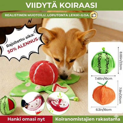 Interaktiivinen nuuskupeli koiralle - Hedelmäpalapeli-pehmolelu piilotaskuilla
