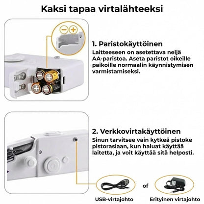 Mini-käsiompelukone-setti – Langaton & Kannettava – Nopeisiin korjauksiin – Sisältää tarvikkeet – Valkoinen