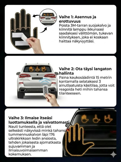 Valaistut kädenmuotoiset autovalot