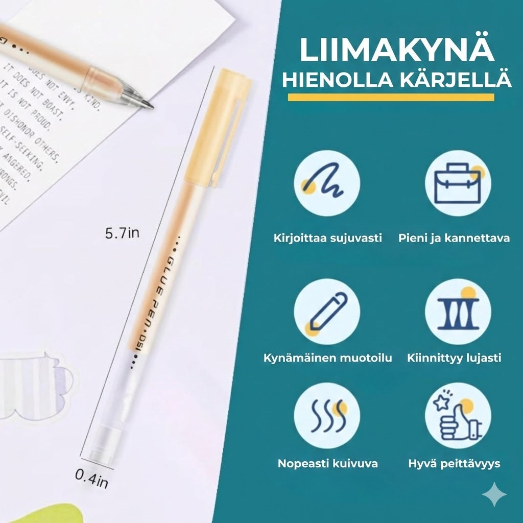 Hienokärkiset liimakynät – Tarkkuusliima skräppäykseen ja korttiaskarteluun (6 kpl setti)